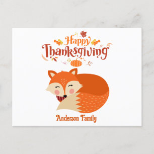 Schattigee slapende vos gelukkig Thanksgiving Briefkaart