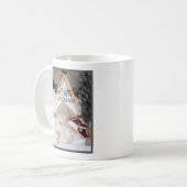 Schattigee slapende witte Katten kerst Koffiemok (Voorkant links)