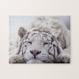 Schattigee slapende witte tijger legpuzzel