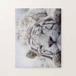 Schattigee slapende witte tijger legpuzzel