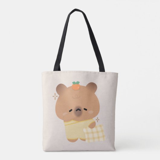 Schattigee slaperige capibara tote bag (Achterkant)