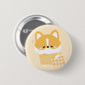 Schattigee slaperige corgi ronde button 5,7 cm (Voorkant /achterkant)