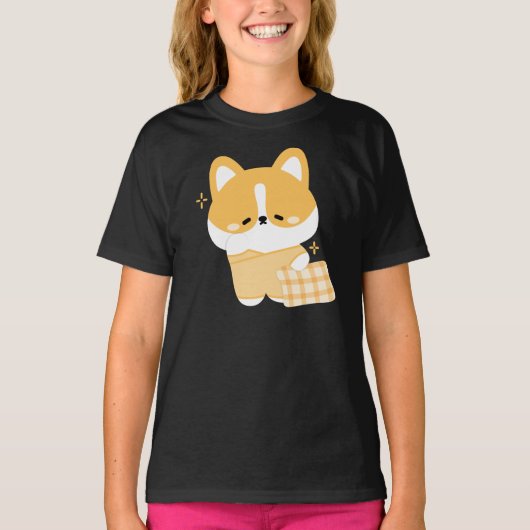 Schattigee slaperige corgi t-shirt (Voorkant)