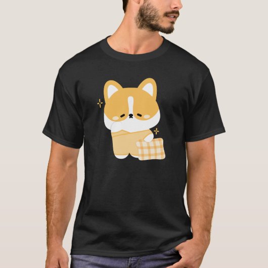 Schattigee slaperige corgi t-shirt (Voorkant)