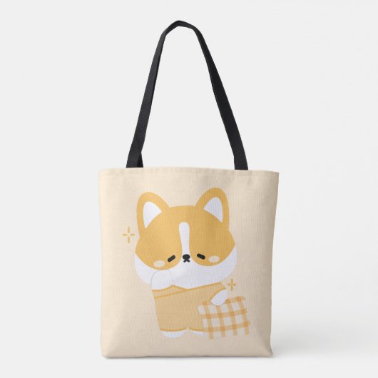 Schattigee slaperige corgi tote bag (Achterkant)