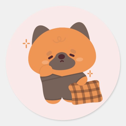 Schattigee slaperige Duitse herder Ronde Sticker (Voorkant)