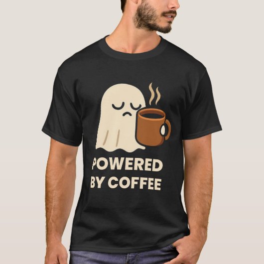 Schattigee slaperige geest met koffie t-shirt (Voorkant)