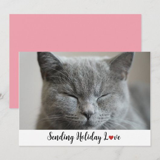 Schattigee slaperige kat verzenden vakantie liefde feestdagenkaart (Voorkant / Achterkant)