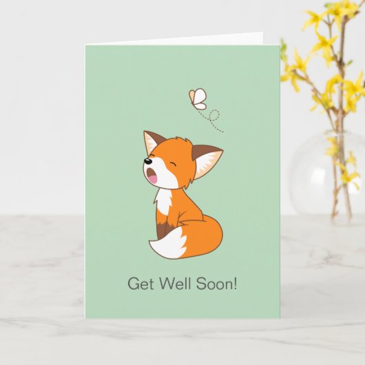 Schattigee slaperige kleine vos krijgen snel blanc kaart (Gele Bloem)