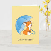 Schattigee slaperige kleine vos paraplu krijgen sn kaart (Gele Bloem)