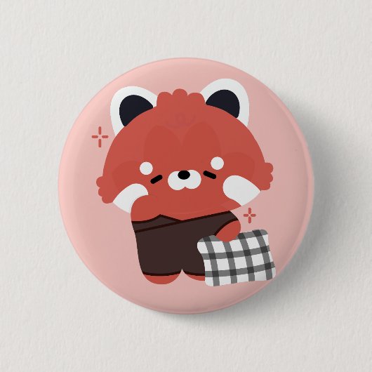 Schattigee slaperige rode panda ronde button 5,7 cm (Voorkant)