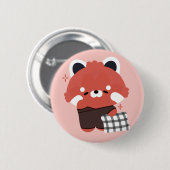 Schattigee slaperige rode panda ronde button 5,7 cm (Voorkant /achterkant)