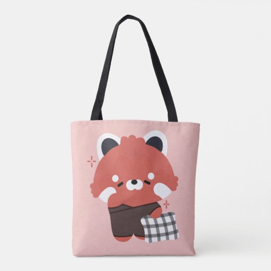 Schattigee slaperige rode panda tote bag (Achterkant)