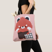 Schattigee slaperige rode panda tote bag (Dichtbij)