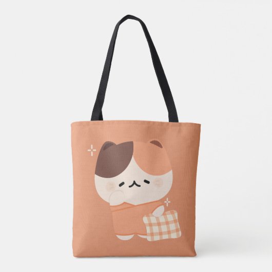 Schattigee slaperige tortie kat tote bag (Achterkant)