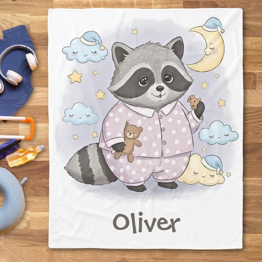 Schattigee slaperige wasbeer met pyjama fleece deken