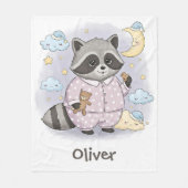 Schattigee slaperige wasbeer met pyjama fleece deken (Voorkant)