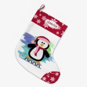 Schattigee slede pinguïn roze grote kerstsok (Voorkant (Hangend))