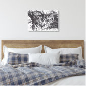 Schattigee Sleeping Cat Drawing Canvas Afdruk (Insitu (Slaapkamer))