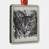 Schattigee Sleeping Cat Drawing Metalen Ornament (Rechts)