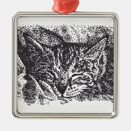 Schattigee Sleeping Cat Drawing Metalen Ornament (Voorkant)