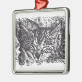 Schattigee Sleeping Cat Drawing Metalen Ornament (Links)