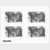 Schattigee Sleeping Cat Drawing Rechthoekige Sticker (Vel)