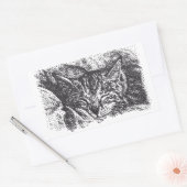 Schattigee Sleeping Cat Drawing Rechthoekige Sticker (Envelop)