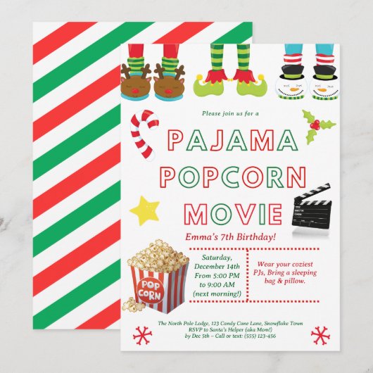 Schattigee Sleepover verjaardagsfeestje uitnodigin Kaart (Voorkant / Achterkant)