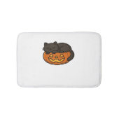 Schattigee Sleepy Black Cat op een pompoen Hallowe Badmat (Voorkant)