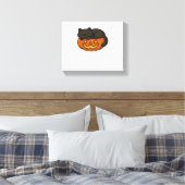 Schattigee Sleepy Black Cat op een pompoen Hallowe Canvas Afdruk (Insitu (Slaapkamer))