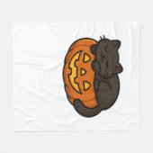 Schattigee Sleepy Black Cat op een pompoen Hallowe Fleece Deken (Voorkant (Horizontaal))