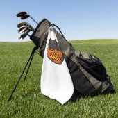 Schattigee Sleepy Black Cat op een pompoen Hallowe Golfhanddoek (Groen)