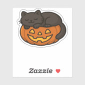 Schattigee Sleepy Black Cat op een pompoen Hallowe Sticker (Vel)