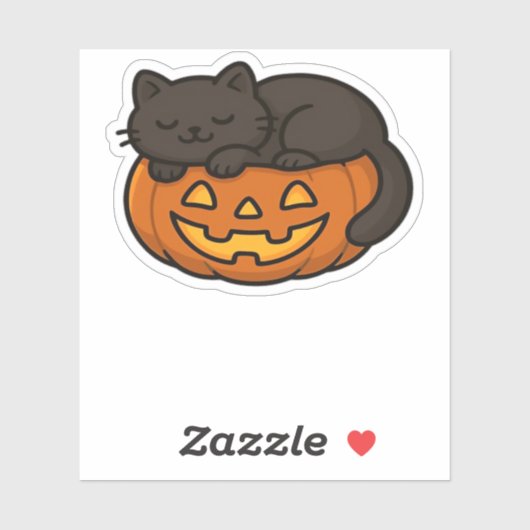 Schattigee Sleepy Black Cat op een pompoen Hallowe Sticker (Vel)