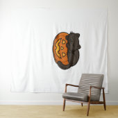 Schattigee Sleepy Black Cat op een pompoen Hallowe Wandkleed (In Situ (horizontaal))