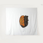 Schattigee Sleepy Black Cat op een pompoen Hallowe Wandkleed (Voorkant (horizontaal))