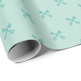 Schattigee sleutels op munt cadeaupapier