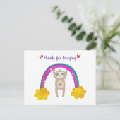 Schattigee Sloth Boho Regenboog Baby shower Chic D Briefkaart (Staand voorkant)