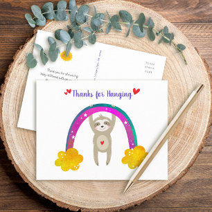 Schattigee Sloth Boho Regenboog Baby shower Chic D Briefkaart