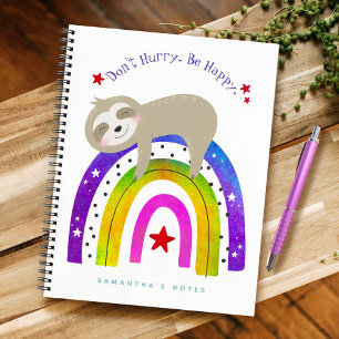Schattigee Sloth Boho Regenboog Haast je niet Wees Notitieboek
