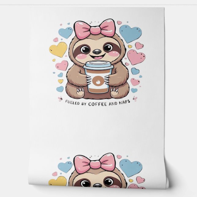 Schattigee Sloth Coffee Lover Shirt - Funny Fueled Behang (Afrollen)