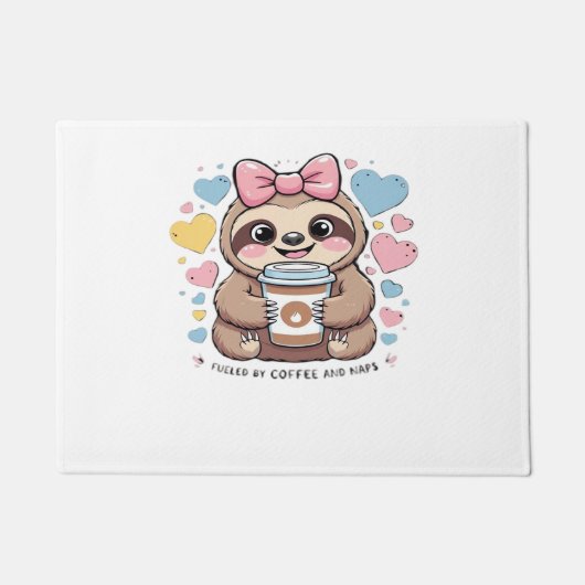 Schattigee Sloth Coffee Lover Shirt - Funny Fueled Deurmat (Voorkant)