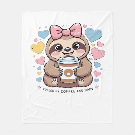 Schattigee Sloth Coffee Lover Shirt - Funny Fueled Fleece Deken (Voorkant)