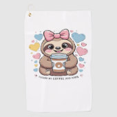 Schattigee Sloth Coffee Lover Shirt - Funny Fueled Golfhanddoek (Voorkant)