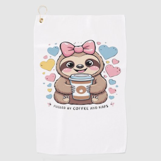 Schattigee Sloth Coffee Lover Shirt - Funny Fueled Golfhanddoek (Voorkant)