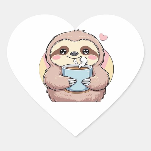 Schattigee Sloth Coffee Lover Shirt - Funny Fueled Hart Sticker (Voorkant)