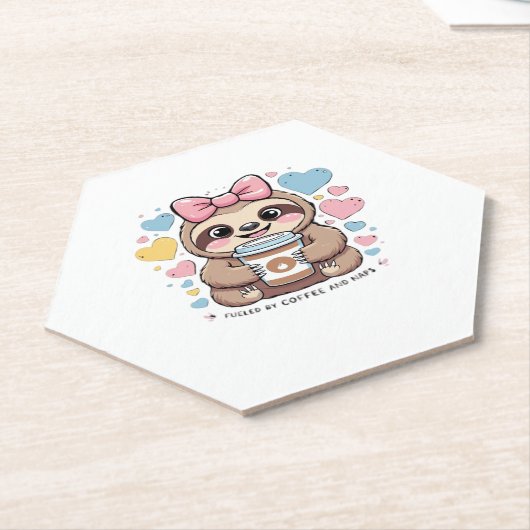 Schattigee Sloth Coffee Lover Shirt � Funny Fueled Kartonnen Onderzetters (Schuin)