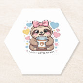 Schattigee Sloth Coffee Lover Shirt � Funny Fueled Kartonnen Onderzetters (Voorkant)