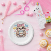 Schattigee Sloth Coffee Lover Shirt - Funny Fueled Papieren Bordje (Feest)